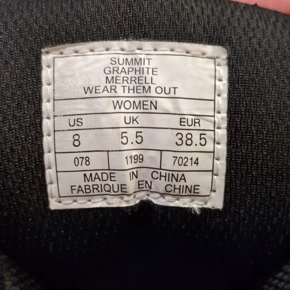 Merrell Women's work/hiking boot Size 8 Graphite and black - Picture 9 of 13